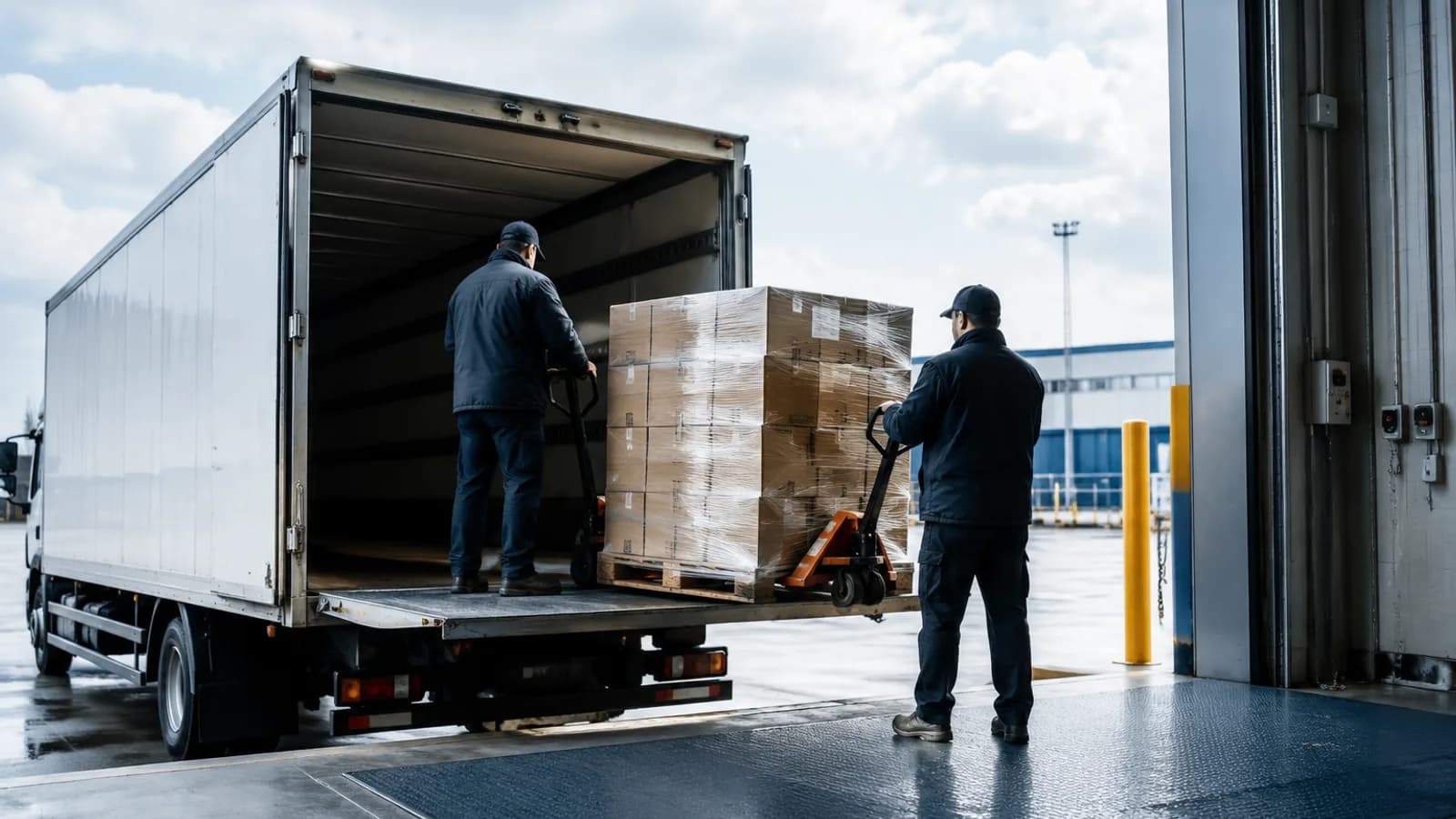 Entrega de un palé en un almacén como parte del coste total de importación