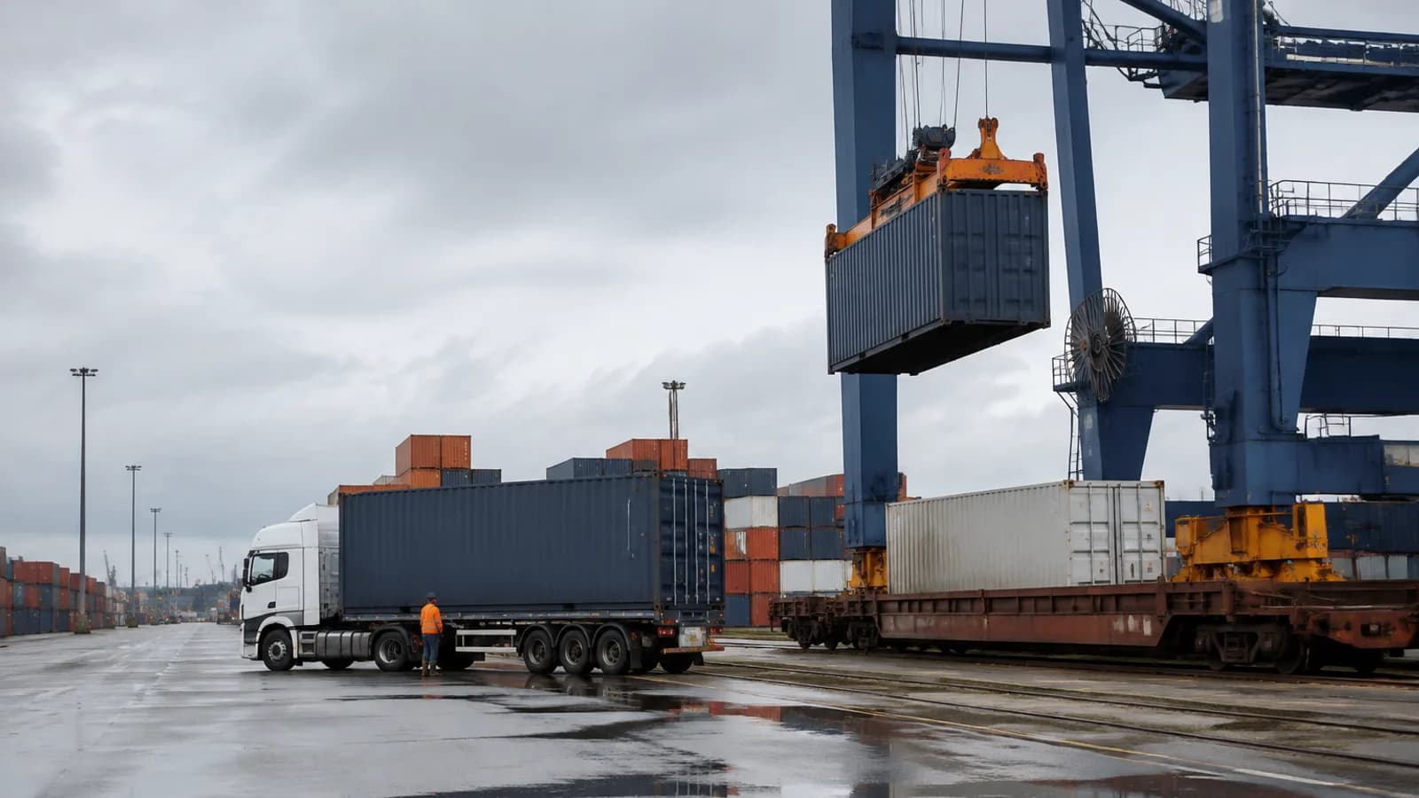 Escena representativa de carga contenerizada desde un puerto mexicano hacia distribución interior