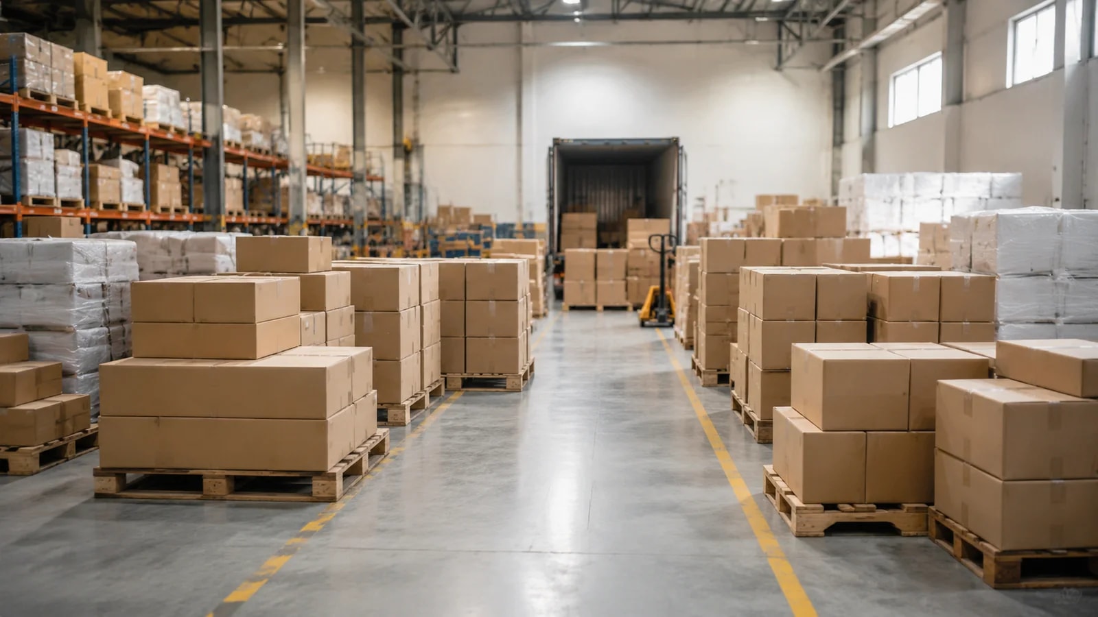 Recepción y consolidación de cajas de varios proveedores en un almacén de origen